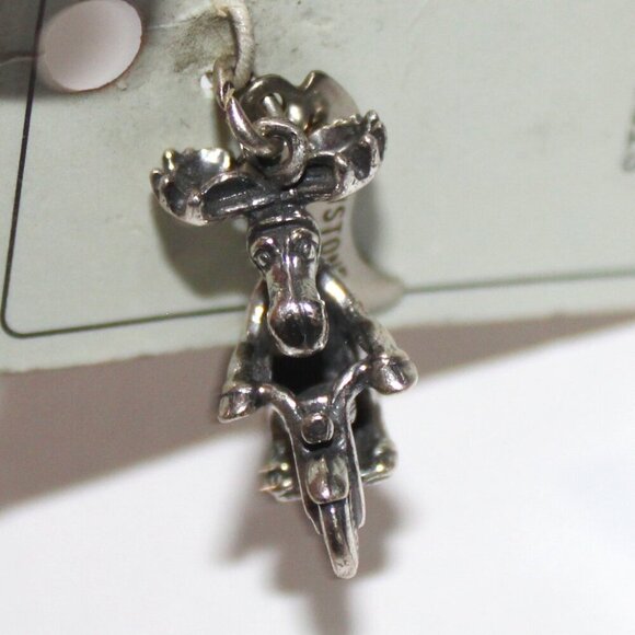 Vintage Sterling Silver Yellowstone Park Moose on Motorcycle Charm - Picture 4 of 7